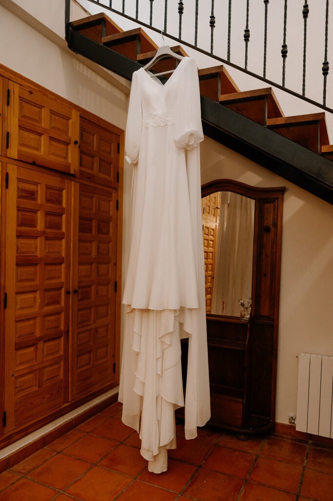 Detalle del vestido de novia de Rocío, diseñado por Silvia Fernández para Sedka Novias.